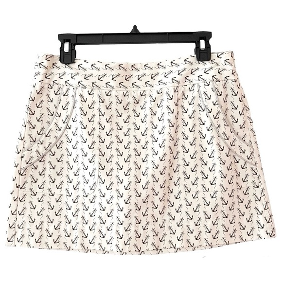 J Crew Black and Ivory Cotton Anchor Mini Skirt Size 8 - Picture 1 of 9